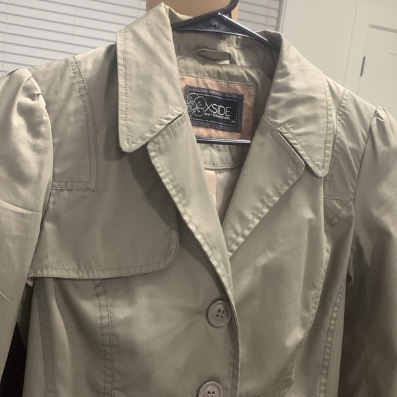 XSIDE OUTERWEAR Trench Coat Jacket Dress Cream Ivory Coat Double Breasted - Picture 4 of 11